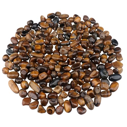 0.96LB Natural Pebbles Aquarium Gravel Vase Filler Succulent Rocks Fish Tank Decorative Crushed Stones Quartz Bulk Polished Irregular Shaped - Tiger's-Eye - color: Tiger's-eye