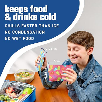 Fit & Fresh Cool Coolers 2 Pack Soft Ice for Lunch Bags, Flexible Stretch Nylon, Durable, Reusable Lunch Box Ice Packs, Soft Ice, Reusable Freezer Packs, Lunch Ice, Easy to Clean, Gummy Bears - color: Gummy Bears (2 Pack), size: Standard