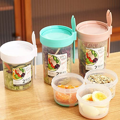 Fresh Salad to Go Container Set, 2022 Keep Fit Salad Meal Shaker Cup with Fork & Salad Dressing Holder, Portable Fruit Vegetable Salad Cup for Lunch