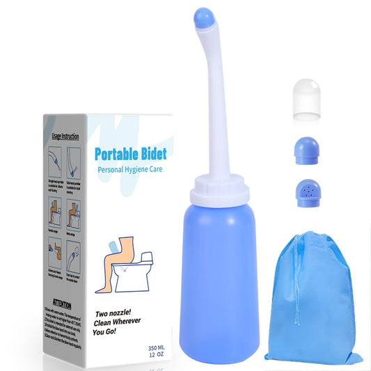 Handheld Personal Bidet Bottle, Bottle for Gentle Postpartum Care and Cleansing, Feminine Care， Personal Perineum Cleansing, 350Ml Portable Travel Bidet（Blue）, Resistant to 100ºC, Bonus Bag - color: Blue【350ml】