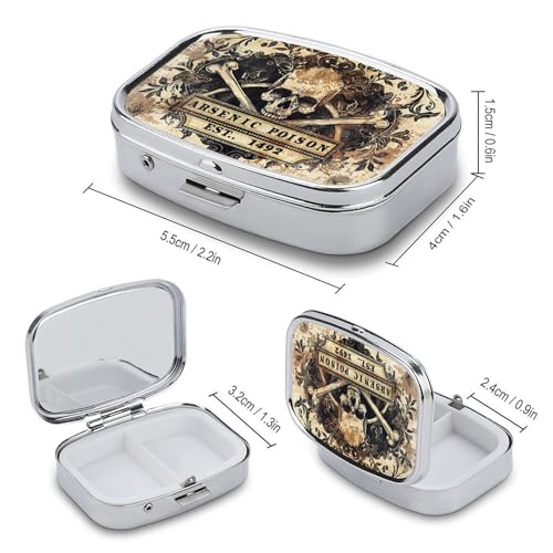 Metal 2 Compartment Pill Organizer Travel Friendly Portable Compact Pill Box Cute Pill Case to Hold Vitamins,Fish Oil,Supplements,Meds,Tablet for Purse,Pocket. (1492.) - color: 1492.