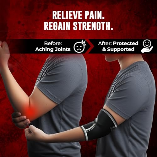 Elbow Sleeves (1 Pair) for Weightlifting, Powerlifting & Cross-Training - 5mm Neoprene Support for Men & Women - size: Small