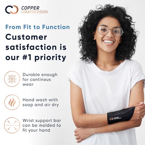 Copper Compression Advanced Wrist Brace - Copper Infused Adjustable Orthopedic Support Splint for Pain, Carpal Tunnel, Arthritis, Tennis Elbow, Tendinitis, RSI, Ganglion Cyst for Men Women Right S/M - size: Right Hand Small/Medium (Pack of 1)