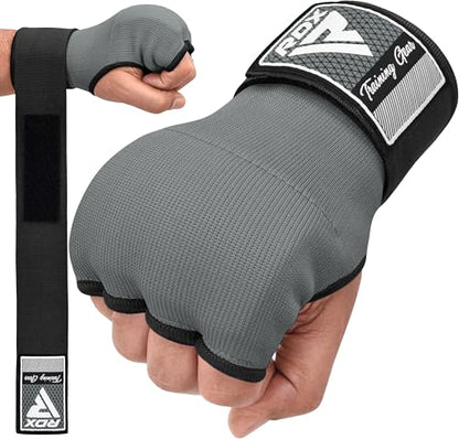 RDX Gel Boxing Hand Wraps Inner Gloves Men Women, Quick 100cm Long Wrist Straps, Elasticated Padded Fist Under Mitts Protection, Muay Thai MMA Kickboxing Martial Arts - color: Grey, size: Small