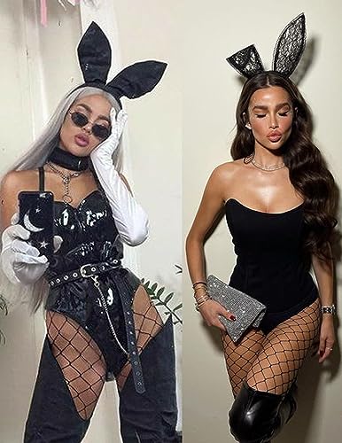Avidlove Fishnet Stockings for Women Footless High Waist Fishnets Tight | Thigh High Stockings, Open Toe, High Stretch, Comfortable, Gothic Costume, Rave Outfits, for Cosplay, Halloween - color: Black-gp
