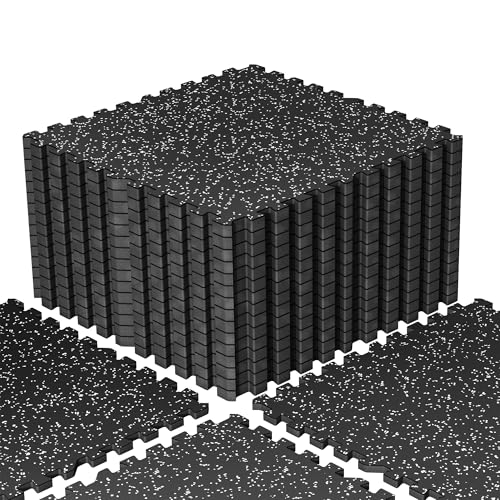 SUPERJARE 30" x 30" Larger Rubber Top Exercise Equipment Mats, 0.56" Thick 18PCS 112.5 Sq Ft High-Density EVA Foam Interlocking Gym Flooring, Big Workout Mat for Home Gym, Floor Protection, Black/Grey - size: 18 Tiles (112 Sq Ft)