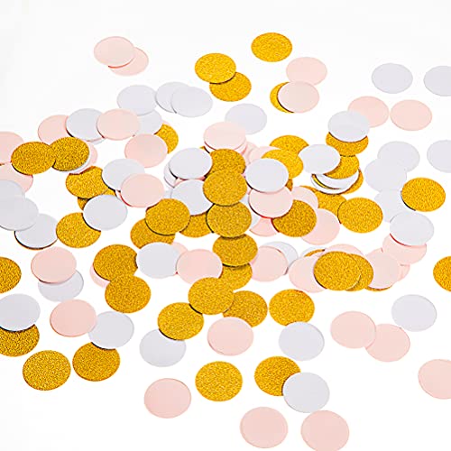 MOWO Confetti Circles, Glitter Gold Pink and White Mix, 1.2", 200pc - color: Gold Glitter,pink,white