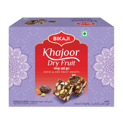 Bikaji Khajoor Dry Fruit Burfi | Halwa 8.81 oz (250 g) Indian Desserts with Dates & Mixed Nuts, Authentic Traditional Mithai, Soft Rich Sweet Treat, Festive Gifting Box - size: 8.8 Ounce (Pack of 1)