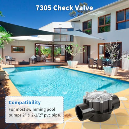 7305 Check Valve Compatible with Ground Pool, Tub & Spa System 180-Dgree Straight Through Flow Fit for Spas Replacement for Jand y Check Valve 2 inch to 2 1/2 Inch