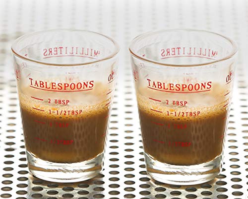 Shot Glasses Measuring Cup 2 Pieces Liquid Heavy Glass 30 Milliliter Scaled Measuring Glass for Liquid (Red, 30ml) - color: Red, size: 30ml