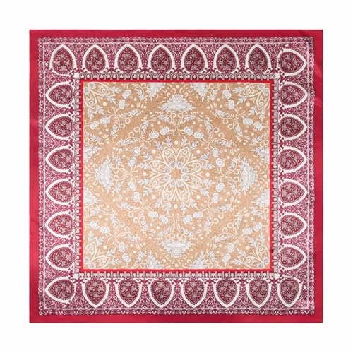 Silk-Feel 35x35 Satin Hair Scarf | Multi-Way Head Wrap for Sleep, Style & Hijab | Gift-Ready Fashion Scarf for Women - color: Red-totem
