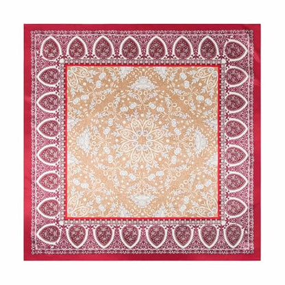 Silk-Feel 35x35 Satin Hair Scarf | Multi-Way Head Wrap for Sleep, Style & Hijab | Gift-Ready Fashion Scarf for Women - color: Red-totem