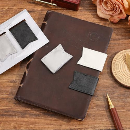 3PCS Magnetic Leather Bookmarks，Book Marks for Books, Strong Magnet Reading Accessories for Men & Women，Long-Lasting and Durable Gift Suitable for Book Lovers & Students (Black, Silver, White) - style: Silver Ink