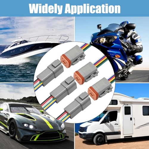 6 Pack Sealed Waterproof DT Connector, 16 AWG 6-Pin Male and Female Automotive Wire Connectors with Heat Shrink Tubes, Replacement for the Electrical Systems of Motorized Vehicles