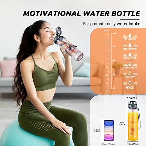 UTEBIT 32 OZ Fruit Infuser Water Bottle, Clear | Time Maker - style: 32OZ