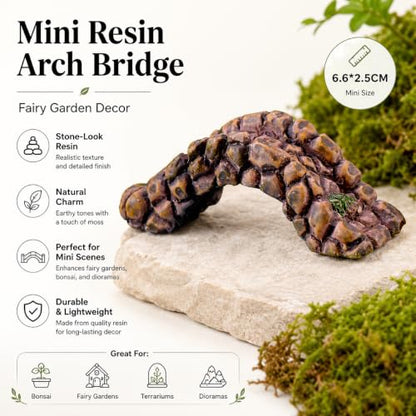 Miniature Resin Bridge, 6.6 x 2.5 cm, Dollhouse Decor, Garden Decoration Resin Craft Mini Bridge Outdoors Artificial Bridge Set Arch Plank Bridge Rockery Bonsai House Garden Decor
