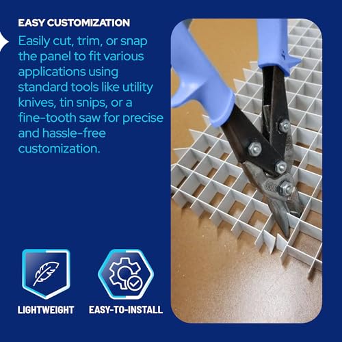 White Egg Crate Fluorescent Light Covers - Custom Size Polystyrene Drop Ceiling Grid Diffuser & HVAC Air Vent Grille - 1/2"x1/2"x3/8" Cell Eggcrate Panels, 5-Pack - Manufactured in USA - color: White - Custom Size