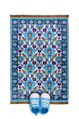 SODEF Prayer Rug Velvet Kids Play Mat Multicolor Soft Comfortable Washable Seccade for Muslim Children Home Travel - Karışık