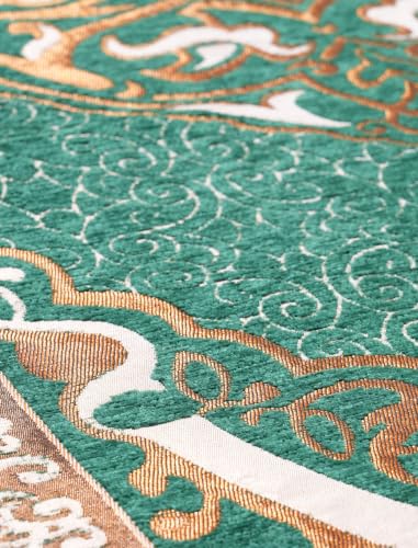 Islamic Prayer Rug Masjid Pattern Thin Mat 1pc Muslim Portable Blanket Ramadan Eid Gift Rug Turkish Prayer Carpet - Forest Green, Styled - color: 1pc Forest Greend