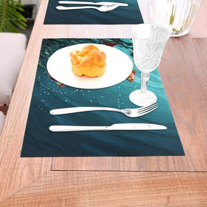 Placemats Set of 6 Heat Resistant PVC Table Mats Fish Aquarium Place mat for Dining Table Desktop Protection Pad Non-Slip Washable Place Mats for Kitchen Dining Outdoor - size: 6 PCS