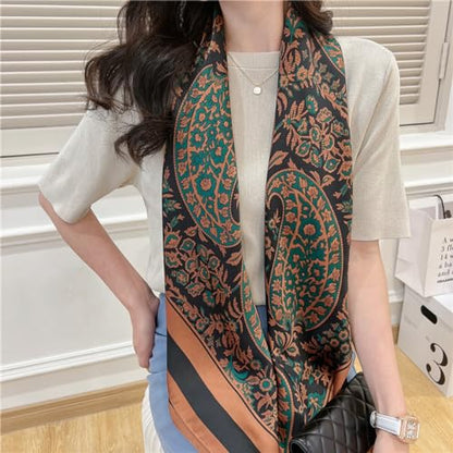 XL 43 Inch Extra Large Square Scarf Fashion Scarves Silk Feeling Hair Scarf Wrapping Scarfs Night Sleeping Headscarf - color: Ba101