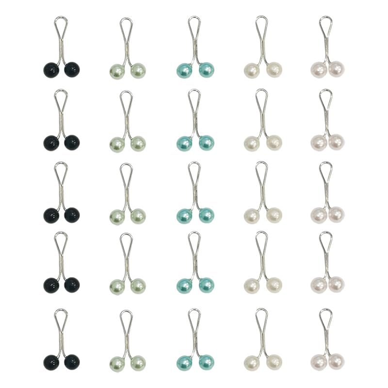 25 Pcs Hijab Pins,Multicolor Headscarf Pearl Pins Safety Scarf Clips for Muslim Women, Shawl, Sweater & Wedding Dress Accessories