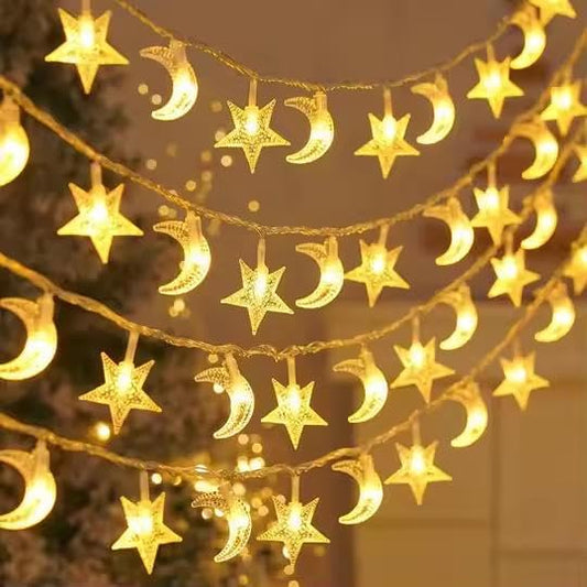 Whimsigoth Star and Moon Decor String Lights, Indoor Bedroom Classroom Dorm Patio Party Wedding Decor, Warm White Plug or Battery (30ft Plug-in) - size: 30ft Plug-In