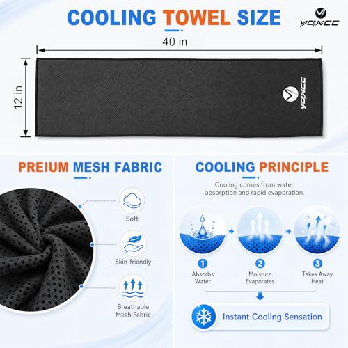 YQXCC 4 Pack Cooling Towels 40"x12", Cool Ice Towels for Neck & Face | Cooling Neck Wraps, Soft Breathable Microfiber Chilly Towels, Ideal for Gym, Yoga, Golf, Running, Camping & Hot Weather - color: 4 Dark Gray