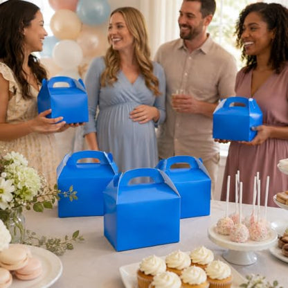 The Dreidel Company 25-Count Baby Blue Gable Treat Boxes, Party Favors, 6.25" x 3.5" x 3.5" Inch Box, - color: Blue
