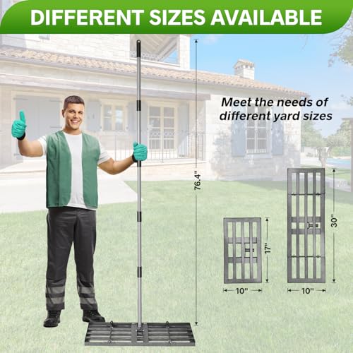 REAPALOT Lawn Leveling Rake, Lawn Leveler with Stainless Steel Long Handle, Heavy Duty Yard Level Tool for Leveling Soil, Sand Or Dirt Surfaces, Gardening Gloves Gift Included (30x10in) - size: 30x10in