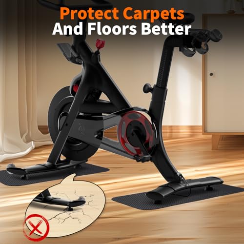 2-Pack Bike & Rowing Machine Mat for Carpet & Hardwood Floors, Compatible with Peloton/Yosuda, Anti-Slip Floor Protector Pad, Noise & Vibration Dampening - size: 23.6"L x 11.8"W x 0.24"Th