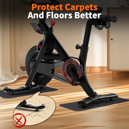 2-Pack Bike & Rowing Machine Mat for Carpet & Hardwood Floors, Compatible with Peloton/Yosuda, Anti-Slip Floor Protector Pad, Noise & Vibration Dampening - size: 23.6"L x 11.8"W x 0.24"Th