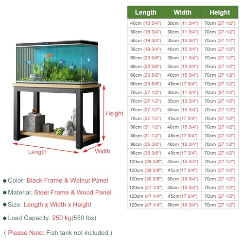 Fish Tank Stand,Fish Tank Stand with Non-Slip Mats, Black Aquarium Cabinet for Living Room, Turtle & Reptile Table, Sturdy 50x30cm Fish Tank Furniture - color: A, size: 50x30cm(19 3/4"x11 3/4")
