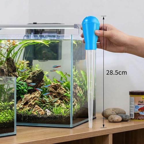 Aquarium Vacuum Gravel Cleaner, 28.5cm Manual Betta Fish Tank Accessories Turkey Baster Aquarium Cleaning Tools Water Changer Graduated Pipette for Turtle Tank Small Waste Removal and Spot Cleaning