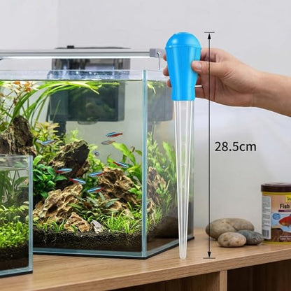 Aquarium Vacuum Gravel Cleaner, 28.5cm Manual Betta Fish Tank Accessories Turkey Baster Aquarium Cleaning Tools Water Changer Graduated Pipette for Turtle Tank Small Waste Removal and Spot Cleaning