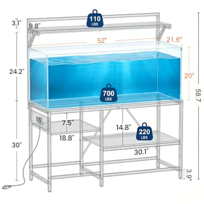 55&75 Gallon Fish Tank Stand for Standard & Breeder Tanks | Fits 55 Gal (Long/Tall/Breeder) & 75 Gal Standard Tanks for Aquarium, Reptile Terrarium & Turtle Tank, 52"L x 21.6"W, Black - size: 55&75 Gallon