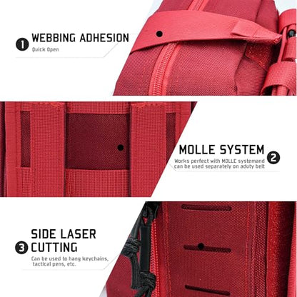 Ifak Pouch - Rip Away Molle Tactical Medical Pouch, Empty First Aid Kit Bag for Duty Belt (1 Pack RED) - color: 1 Pack Red