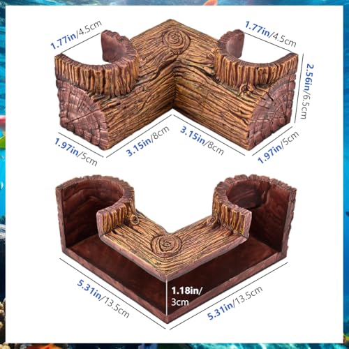 Aquarium Cave, Dual Hole Underground Resin Stump Fish & Shrimp Hideout Tunnel, Natural-Looking Wood-Like Fish Hideout for Aquarium for Betta, Loaches, Corydoras(5.3" × 5.3" × 2.6")