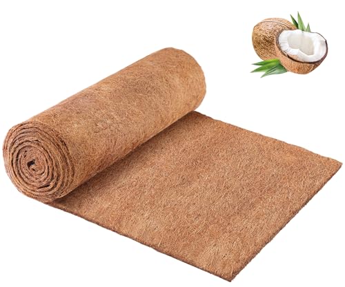 Remiawy Coco Liner Fiber Roll, 16 x 80 Inch Natural Coconut Coir Liner Sheet Coco Mat for Planter Flower Basket, Garden Decoration, Reptile Carpet, Animal Pet Pad, Window Box, DIY Moss Pole, Tortoise - size: 16x80 Inch