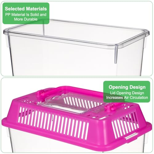 HANABASS Portable Fish Tank Handheld Aquarium with Handle Transparent Plastic Mini Fish Box for Turtle Hamster Pet Breeding Case 5.90 X 4.33 X 3.74 in Set of 4