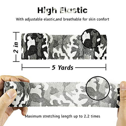 FRESINIDER 9 Rolls Self Adhesive Wrap Athletic Tape Gauze, Breathable Elastic Cohesive Bandage for Sports Injury & Pet (7 Pcs 2" x 5 Yards + 2 Pcs 1" X 5 Yards) (City Camo) - color: City Camo