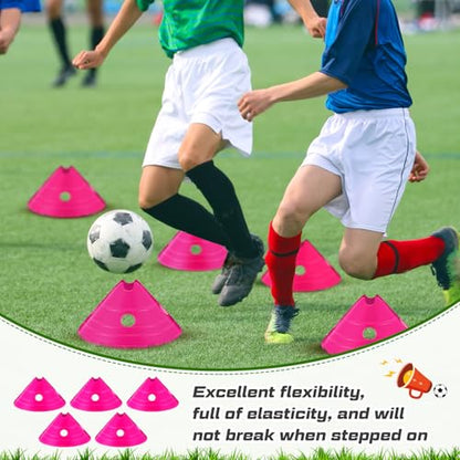 Jumbo Disc Cones Jumbo Soccer Cones with Mesh Bag Giant Large Agility for Soccer Training Adult Sports - color: Rose Red
