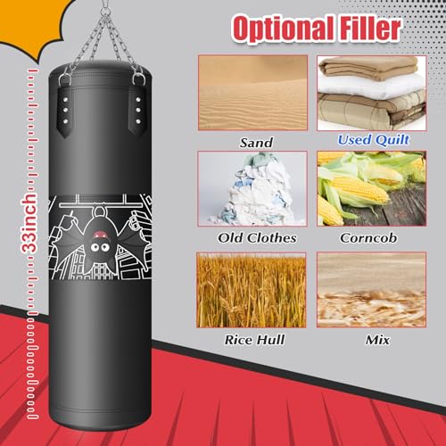 YORWHIN Punching Bag for Kids, 2.7FT Hanging Boxing Bag with Boxing Gloves, Kids Boxing Set Kickboxing Bag for Youth Boxing Karate Muay Thai Kick Taekwondo Training - style: Bats