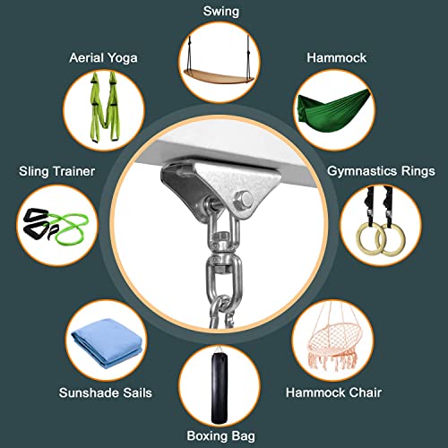 Yes4All Punching Bag Hanger, Stainless Steel Swivel Chain with 4 Snap Hooks for Heavy Bag, Gym Swing, Trapeze, and Hammock - color: Hangers 360 Degree Rotation