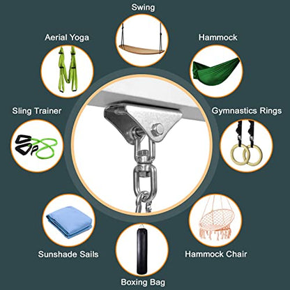 Yes4All Punching Bag Hanger, Stainless Steel Swivel Chain with 4 Snap Hooks for Heavy Bag, Gym Swing, Trapeze, and Hammock - color: Hangers 360 Degree Rotation