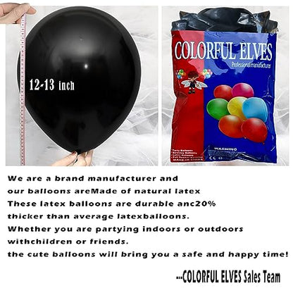 Black 12 Inch 100 Pcs Latex Balloons Helium Thicken Balloons Party Decorations (Black) - color: Black