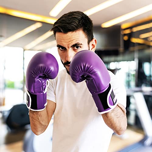 Kruzak Plain Boxing Gloves for Sparring, Kickboxing, Muay Thai, Martial Arts & MMA Fighting - Men & Women Punch Bag Mitts Training and Focus Pads Punching - color: Purple, size: 12 oz