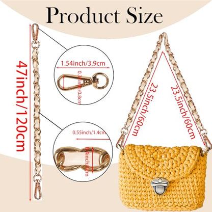 2 Pcs Purse Chain Strap, 47" Gold Chain with Leather, Crossbody Bag Replacement Straps,Handbag Chain for Shoulder Bags - color: White