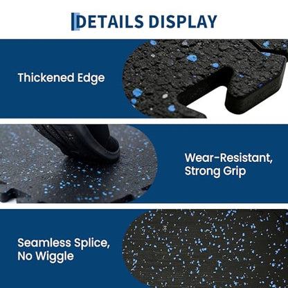Garvee 0.56" Thick 48 Sq Ft Rubber Top Exercise Equipment Mats, 12 Tiles High Density EVA Foam Interlocking Gym Flooring for Home Gym, Non-Slip Waterproof Workout Mat, 24x24in, Black/Blue | High Density EVA Foam Interlocking Gym Flooring for Home Gym, Non