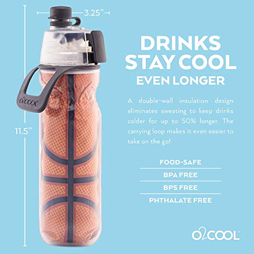 O2COOL Mist N Sip 20 oz Misting Reusable Sports Water Bottle Basketball | Yes - color: Basketball, style: 1 Pack